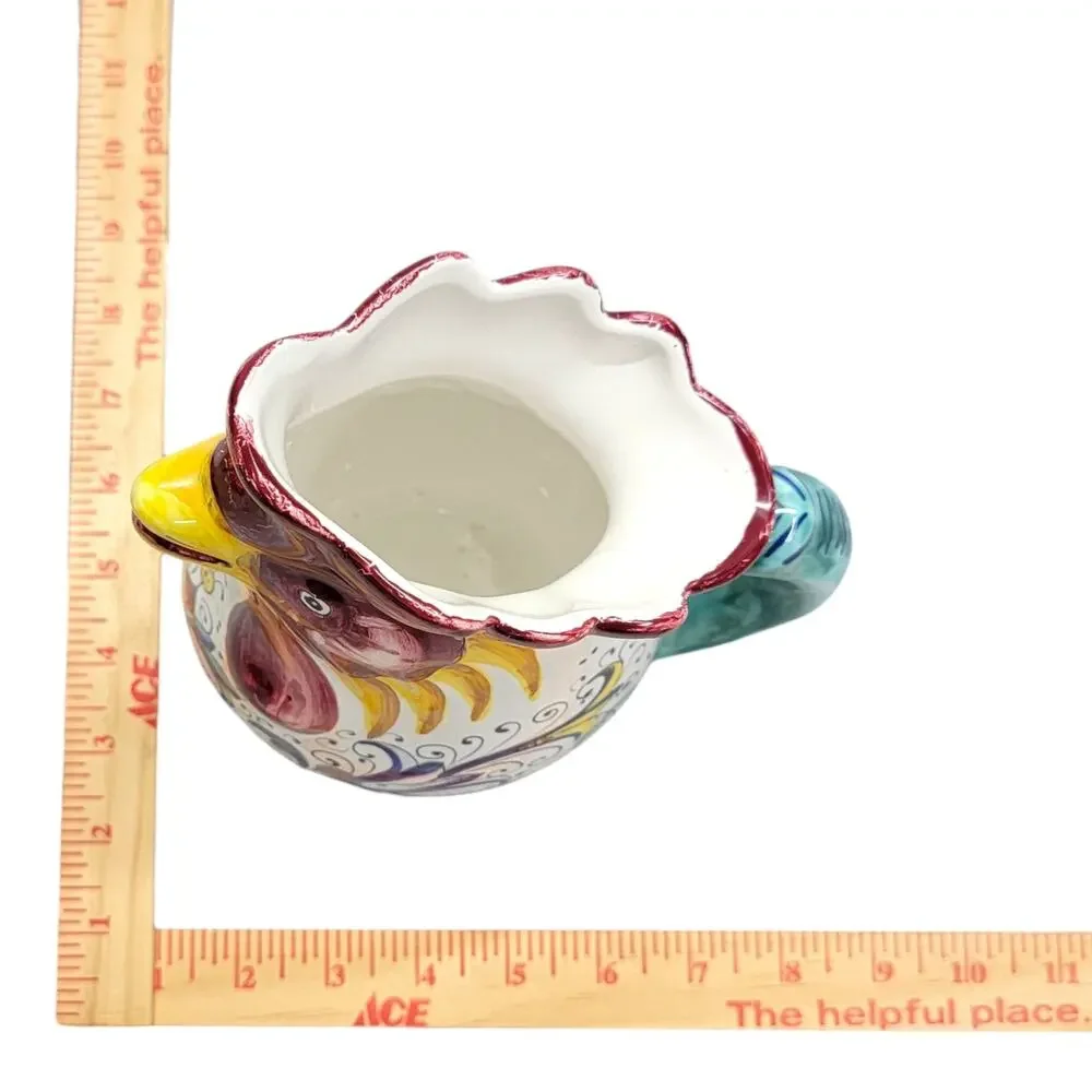 FIMA Deruta Ricco Deruta Ceramic Rooster Pitcher 0.5L Made in Italy Good Luck